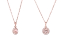 Macy's Morganite (1-5/8 ct. t.w.) & Diamond (1/4 ct. t.w.) Halo 18" Pendant Necklace in 14k Rose Gold